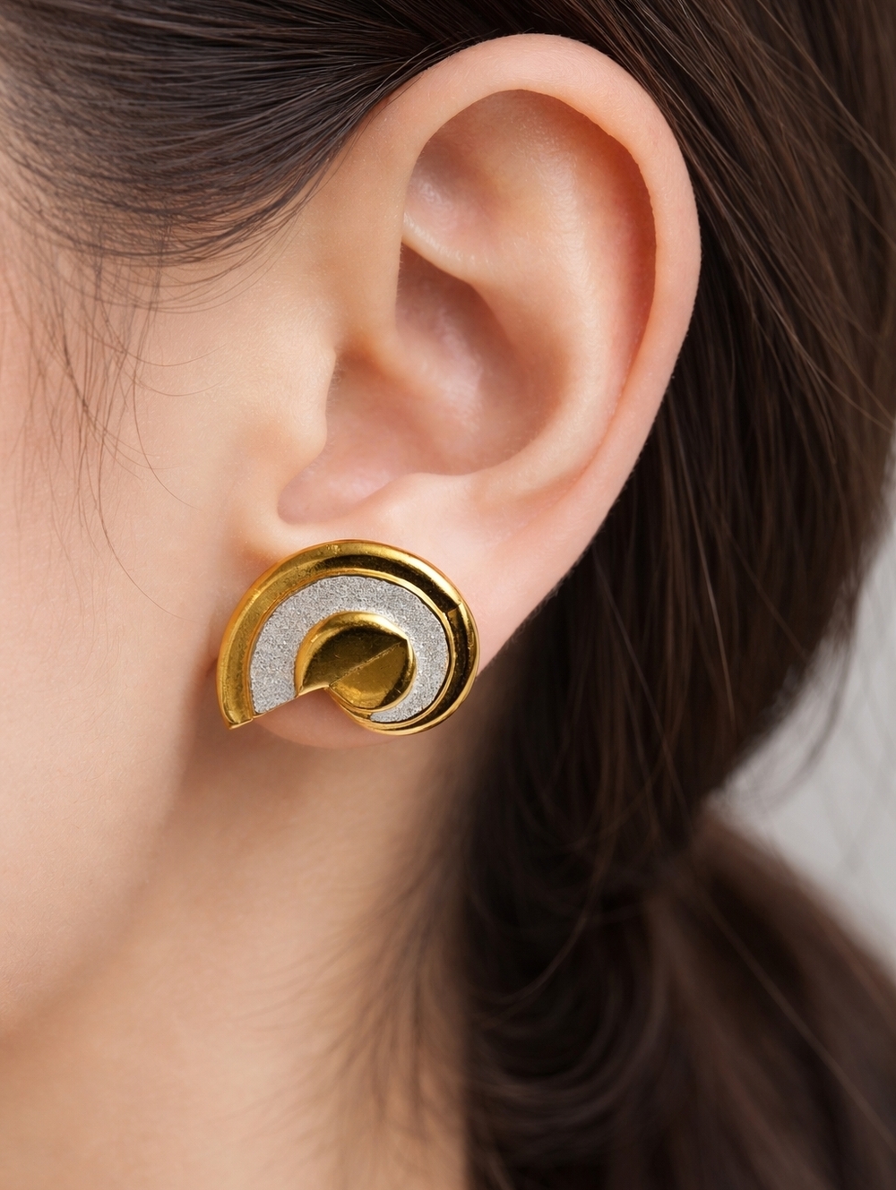 Signed Butler-Gold-Tone Dome Clip-On Earrings - Sparkles Accent